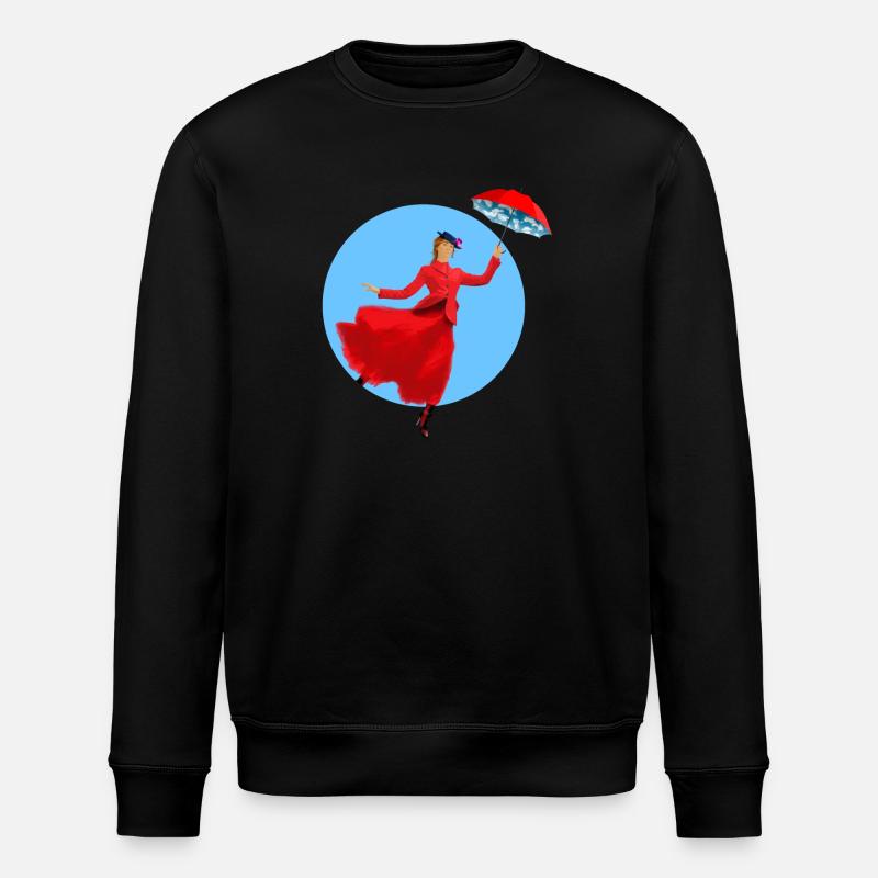 Red lady with umbrella twist - Stanley/Stella ROLLER Unisex Organic Sweatshirt - black