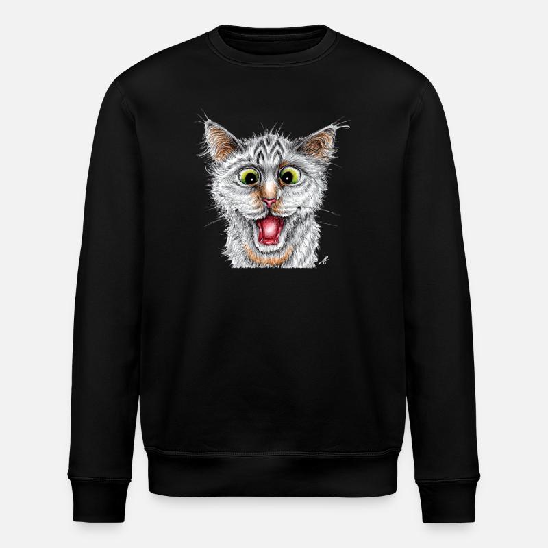 Happy Cat - Stanley/Stella ROLLER Unisex Organic Sweatshirt - black