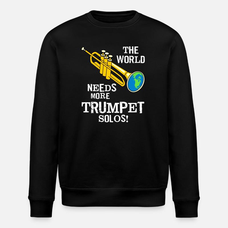 Trumpet Solos White Text - Stanley/Stella ROLLER Unisex Organic Sweatshirt - black