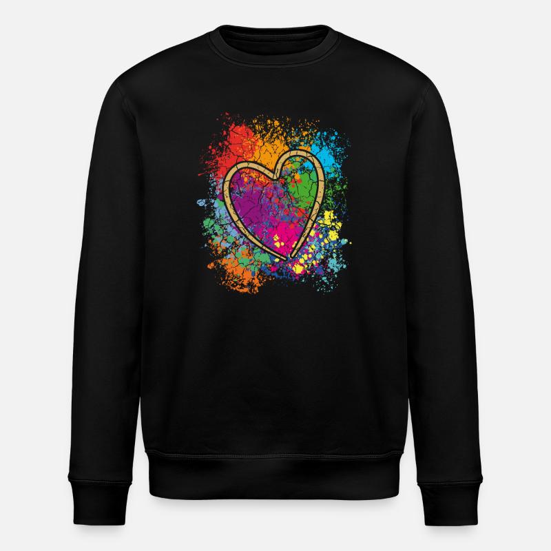 Buntes Herzkunst Design Graffiti  Look - Stanley/Stella Unisex Bio-Sweatshirt ROLLER - Schwarz