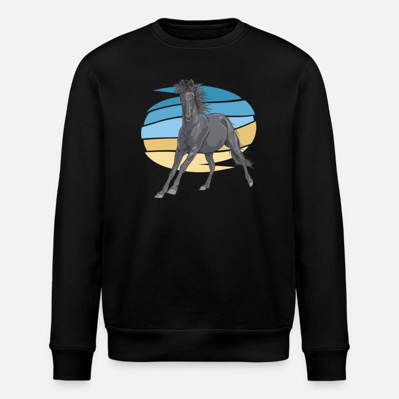 Grauer Pferd im Sunset-Schwung - Stanley/Stella Unisex Bio-Sweatshirt ROLLER - Schwarz