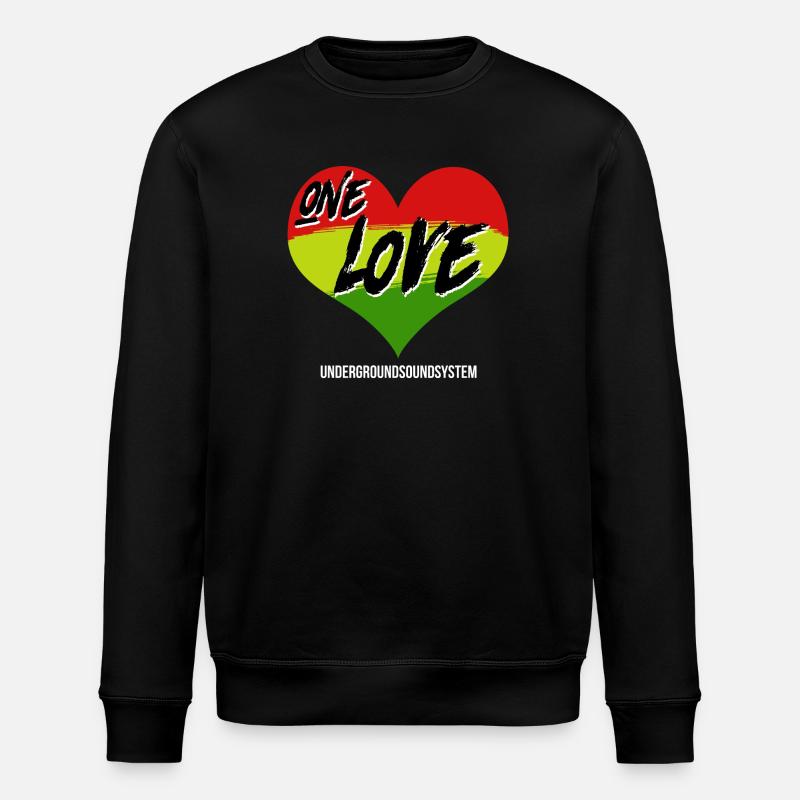 One Love Graffiti Heart Rainbow - Stanley/Stella ROLLER Unisex Organic Sweatshirt - black