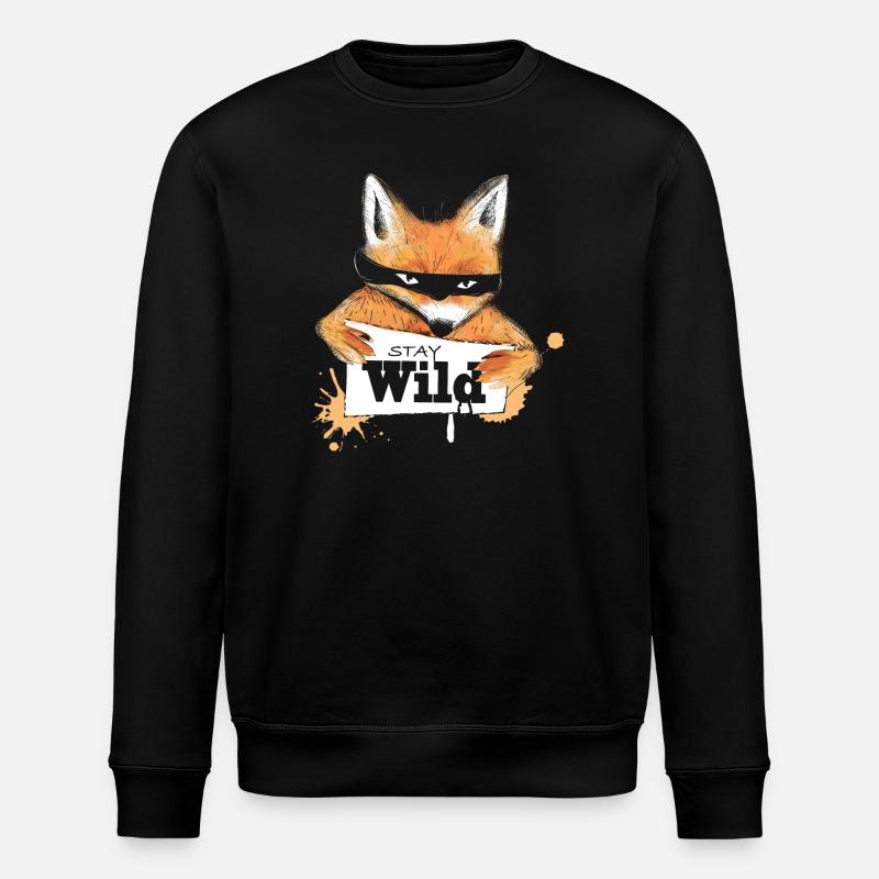 Fox with a message - Stanley/Stella ROLLER Unisex Organic Sweatshirt - black