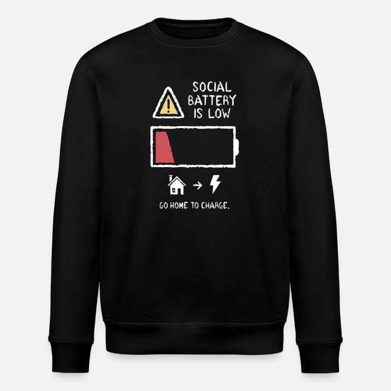 Social Battery - Stanley/Stella ROLLER Unisex Organic Sweatshirt - black