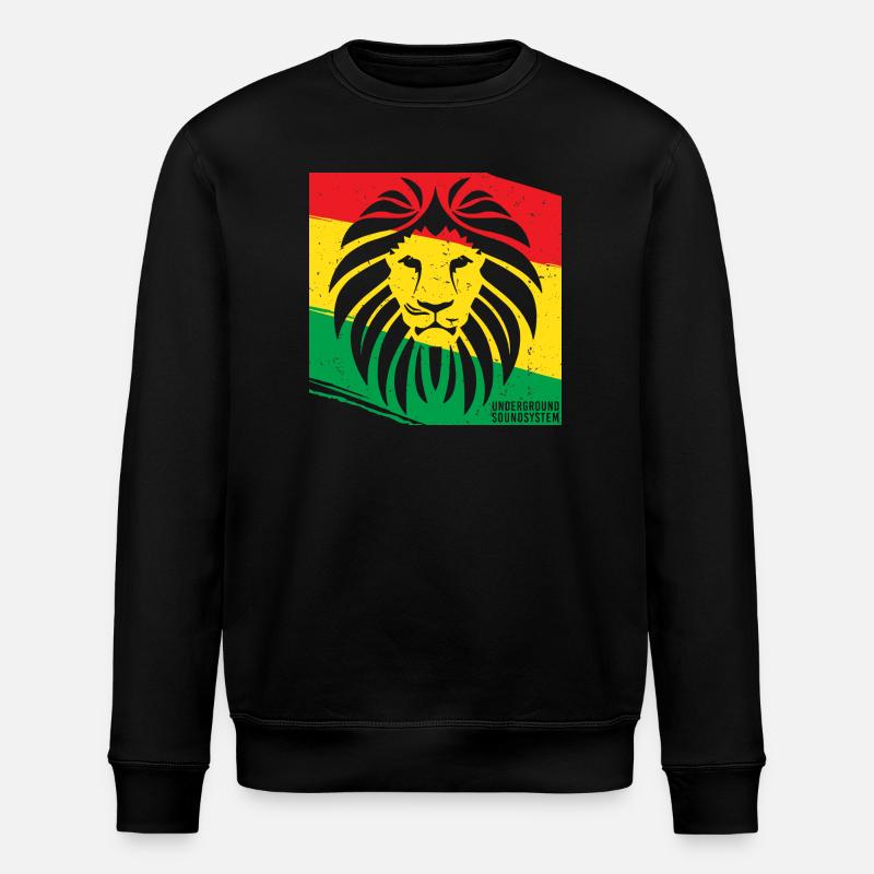 Löwe im Rasta Stil - Stanley/Stella Unisex Bio-Sweatshirt ROLLER - Schwarz