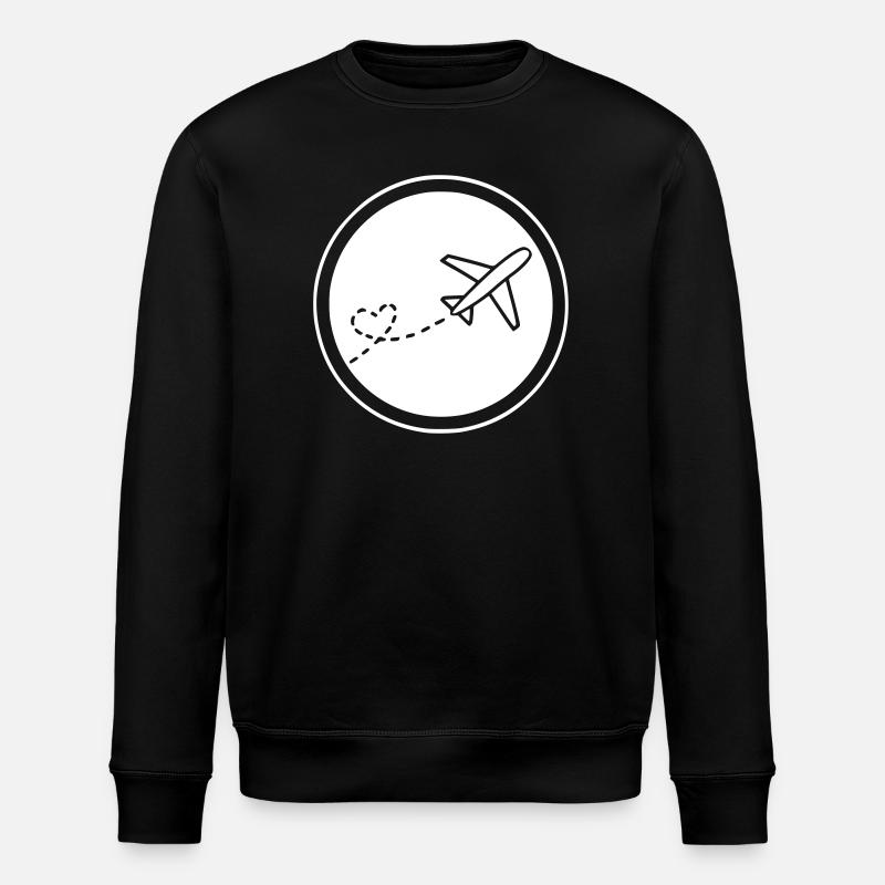 Avion vole coeur - Sweat bio ROLLER Stanley/Stella Unisexe - noir