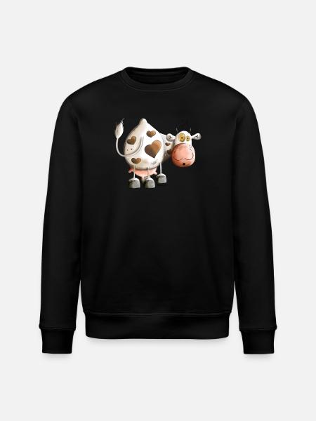 Kuh mit Herz - Stanley/Stella Unisex Bio-Sweatshirt ROLLER - Schwarz