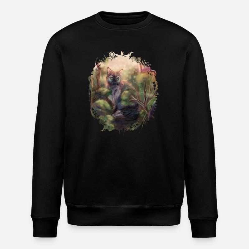 Wildkatze im Wald - Stanley/Stella Unisex Bio-Sweatshirt ROLLER - Schwarz