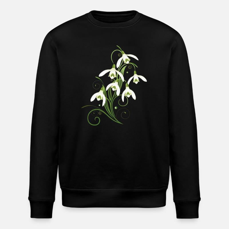 Snowdrops Flowers. Spring is coming. - Stanley/Stella ROLLER Unisex Organic Sweatshirt - black
