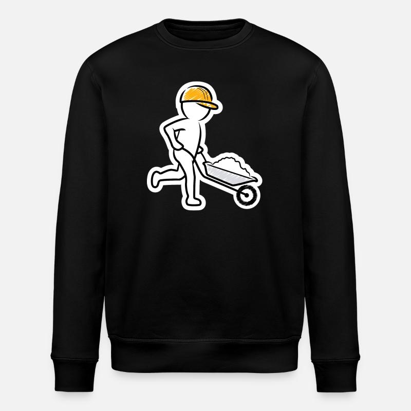 Bauarbeiter mit Schubkarre - Stanley/Stella Unisex Bio-Sweatshirt ROLLER - Schwarz