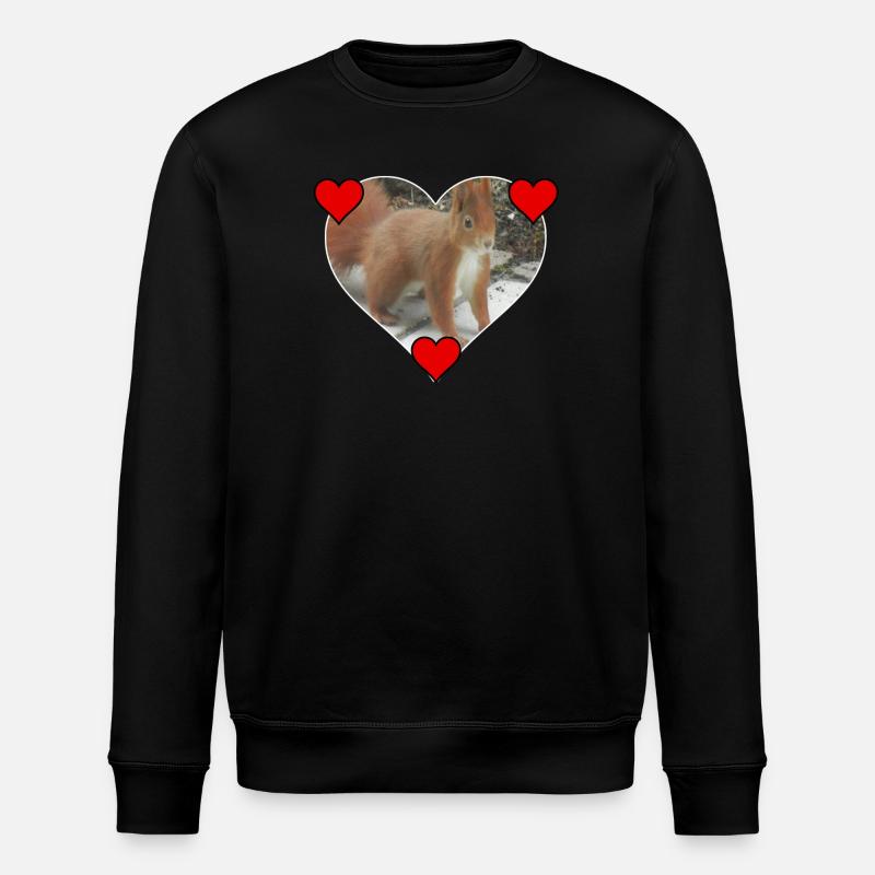 Squirrel Squirrel Love Love Heart - Stanley/Stella ROLLER Unisex Organic Sweatshirt - black