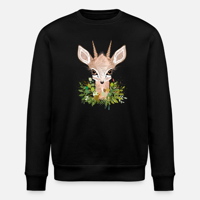 Zwergantilope Dikdik mit großen Augen - Stanley/Stella Unisex Bio-Sweatshirt ROLLER - Schwarz