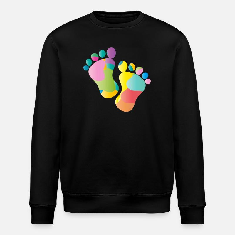kunterbunte Baby Fußabdrücke - Stanley/Stella Unisex Bio-Sweatshirt ROLLER - Schwarz