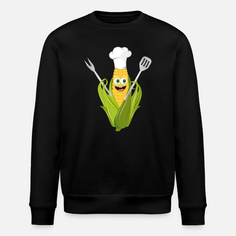 lustiger Comic Maiskolben mit Kochmütze - Stanley/Stella Unisex Bio-Sweatshirt ROLLER - Schwarz