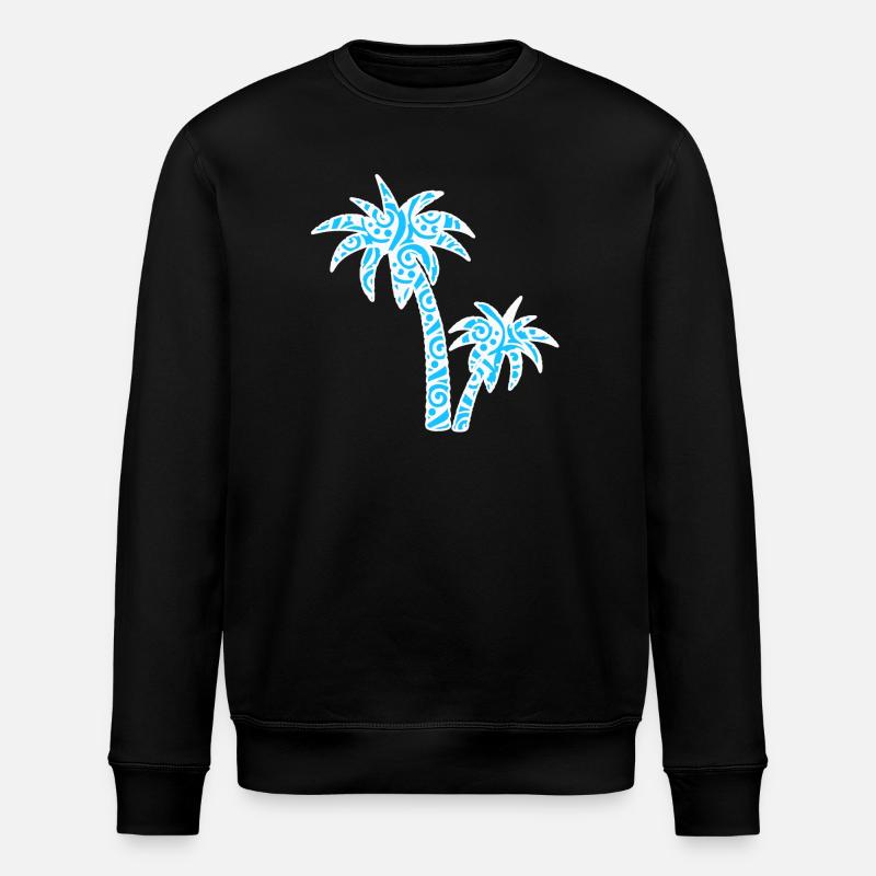 Tropic Wave Abstract Palm Design - Stanley/Stella ROLLER Unisex Organic Sweatshirt - black