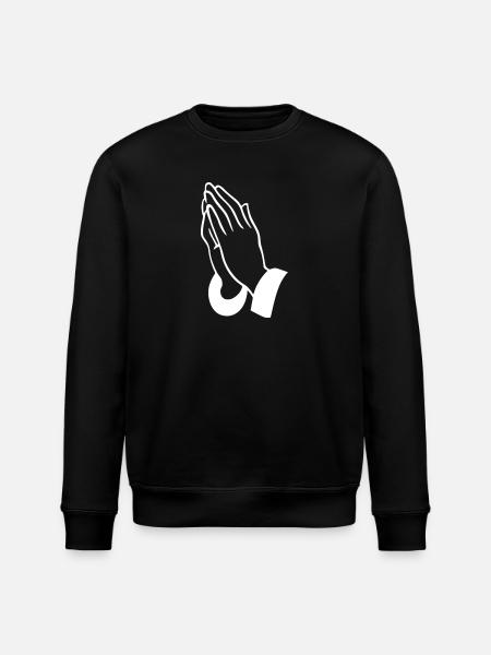 Prayer Hands Line Art - Stanley/Stella ROLLER Unisex Organic Sweatshirt - black