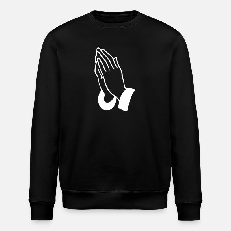 Prayer Hands Line Art - Stanley/Stella ROLLER Unisex Organic Sweatshirt - black