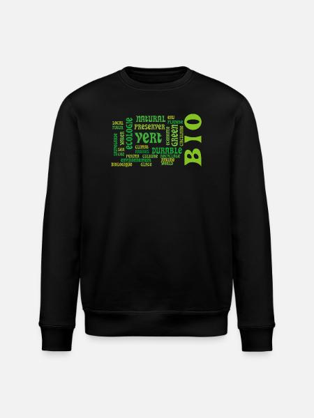 Bio and Ecology: green cloud of keywords - Stanley/Stella ROLLER Unisex Organic Sweatshirt - black