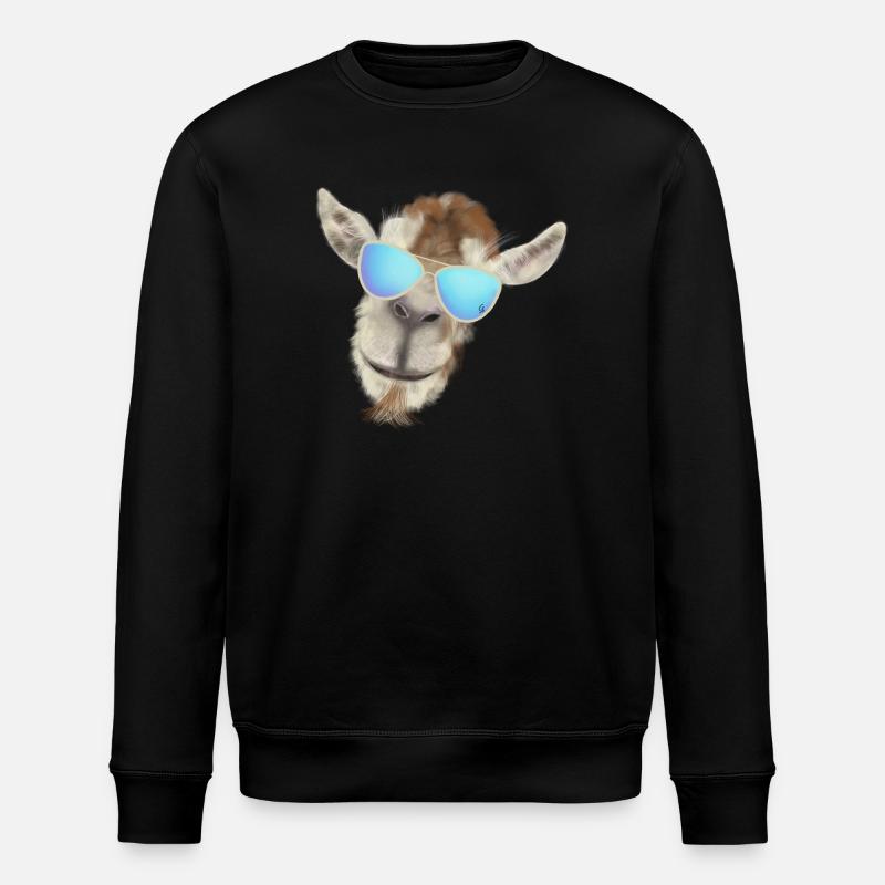 Casual goat head with sunglasses - Stanley/Stella ROLLER Unisex Organic Sweatshirt - black