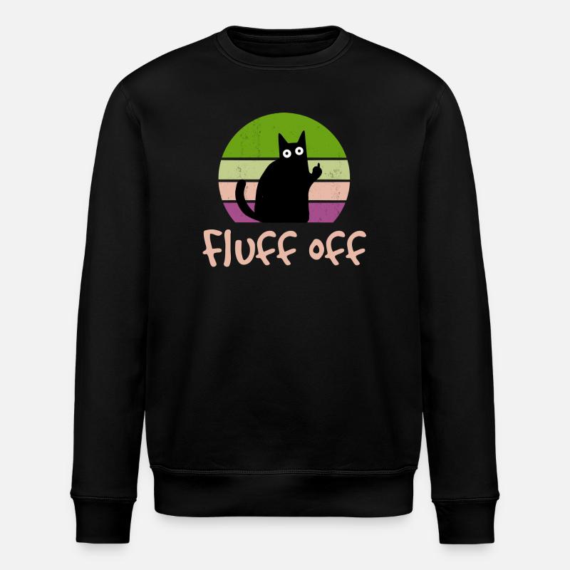 Katze Mittelfinger Fluff off lustig - Stanley/Stella Unisex Bio-Sweatshirt ROLLER - Schwarz