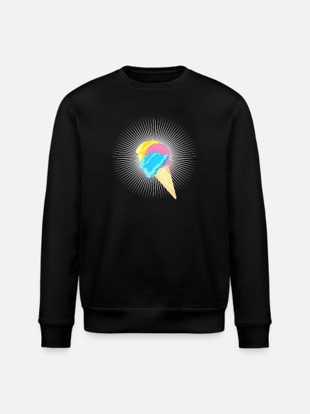 Eis Eistüte Eiskrem Softeis Waffel Strahlen - Stanley/Stella Unisex Bio-Sweatshirt ROLLER - Schwarz