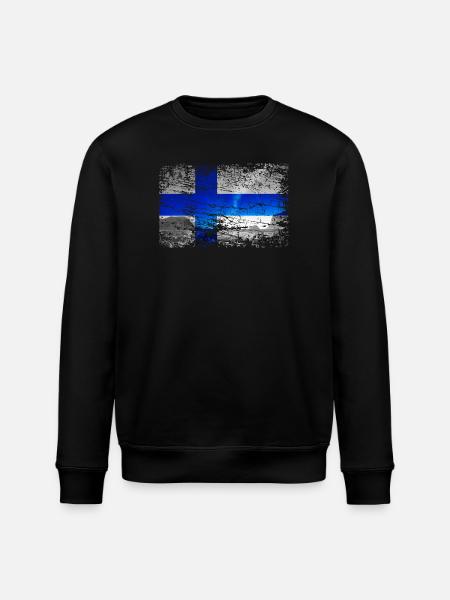 Finland med nordlys i vintagestil - Stanley/Stella økologisk unisex-sweatshirt ROLLER - sort