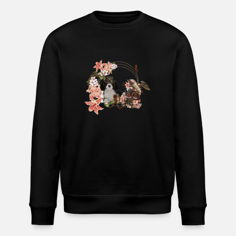 Steampunk, chiot et écureuil au chapeau - Sweat bio ROLLER Stanley/Stella Unisexe - noir