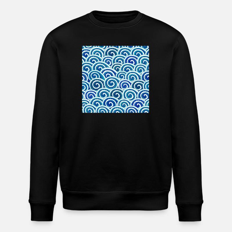 Ausdrucksstarkes Wellenmuster in Blau - Stanley/Stella Unisex Bio-Sweatshirt ROLLER - Schwarz