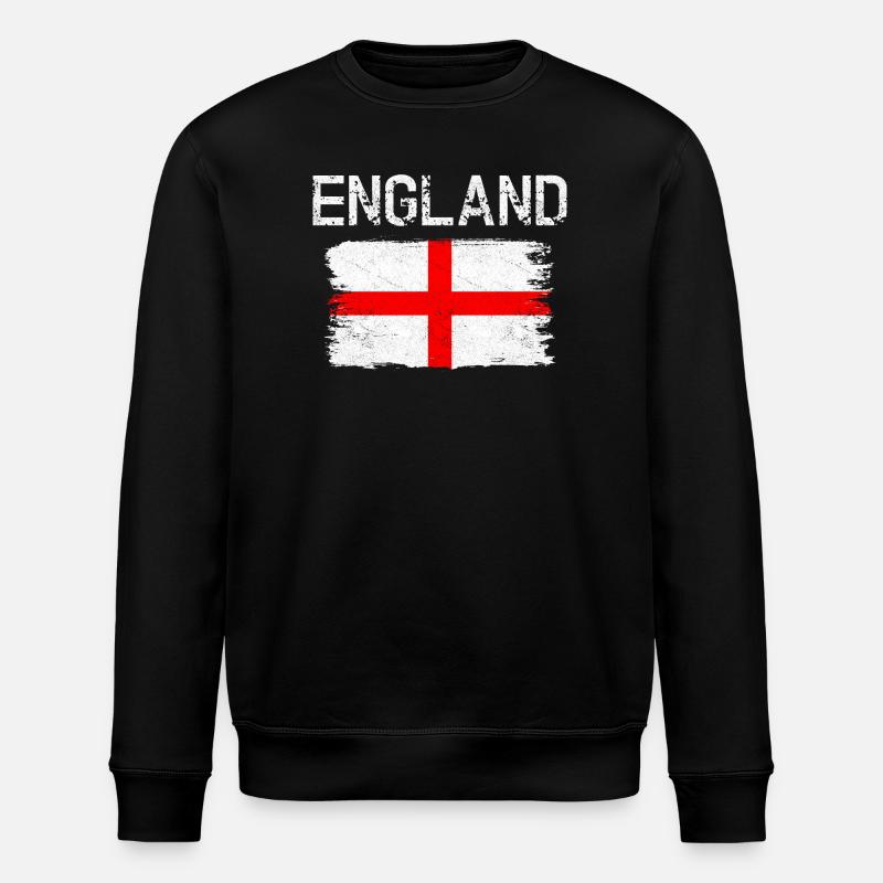 England Brush Strokes Flag - Stanley/Stella ROLLER Unisex Organic Sweatshirt - black