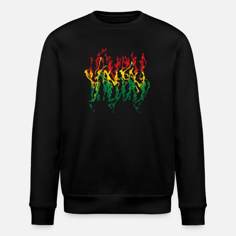 Vivid Reggae Flame Illustration Reggae - Stanley/Stella ROLLER Unisex Organic Sweatshirt - black