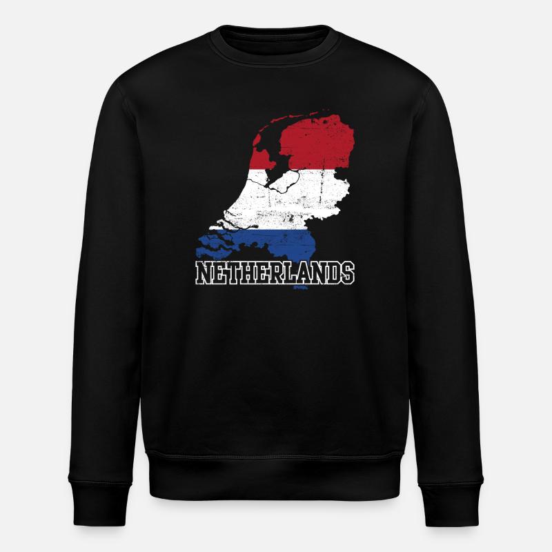 Netherlands Flag Map Silhouette - Stanley/Stella ROLLER Unisex Organic Sweatshirt - black