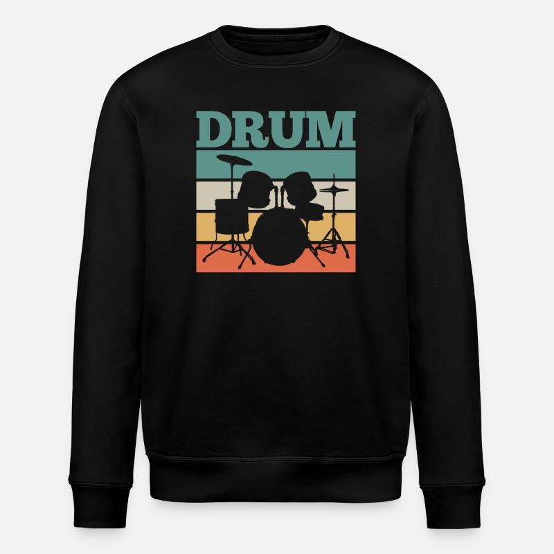 Drummer Drums Retro - Stanley/Stella ROLLER Unisex Organic Sweatshirt - black