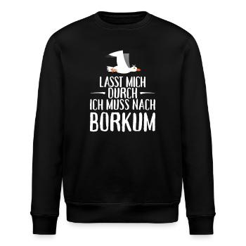 Lasst mich durch ich muss nach Borkum Möwe - Stanley/Stella Unisex Bio-Sweatshirt ROLLER - Schwarz - Vorne - Nik (191cm)