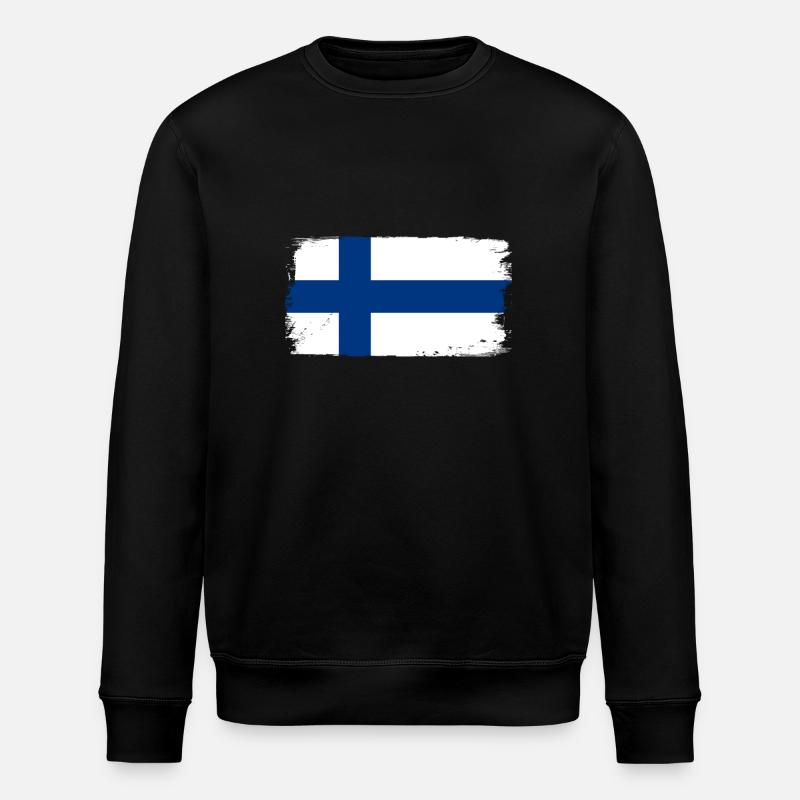 Finnische Flaggenpinselkunst - Stanley/Stella Unisex Bio-Sweatshirt ROLLER - Schwarz