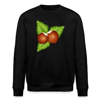 two bright brown hazelnuts with leaves - Stanley/Stella ROLLER Unisex Organic Sweatshirt - black - Front - Nik (191cm)