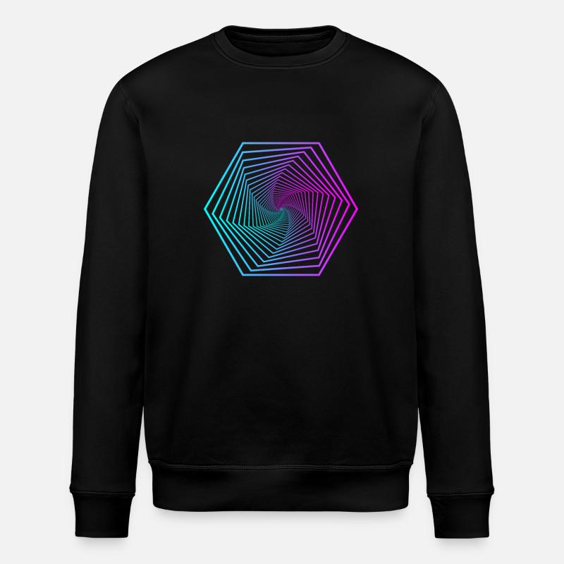Neon Polygon Spiral Gradient - Stanley/Stella ROLLER Unisex Organic Sweatshirt - black
