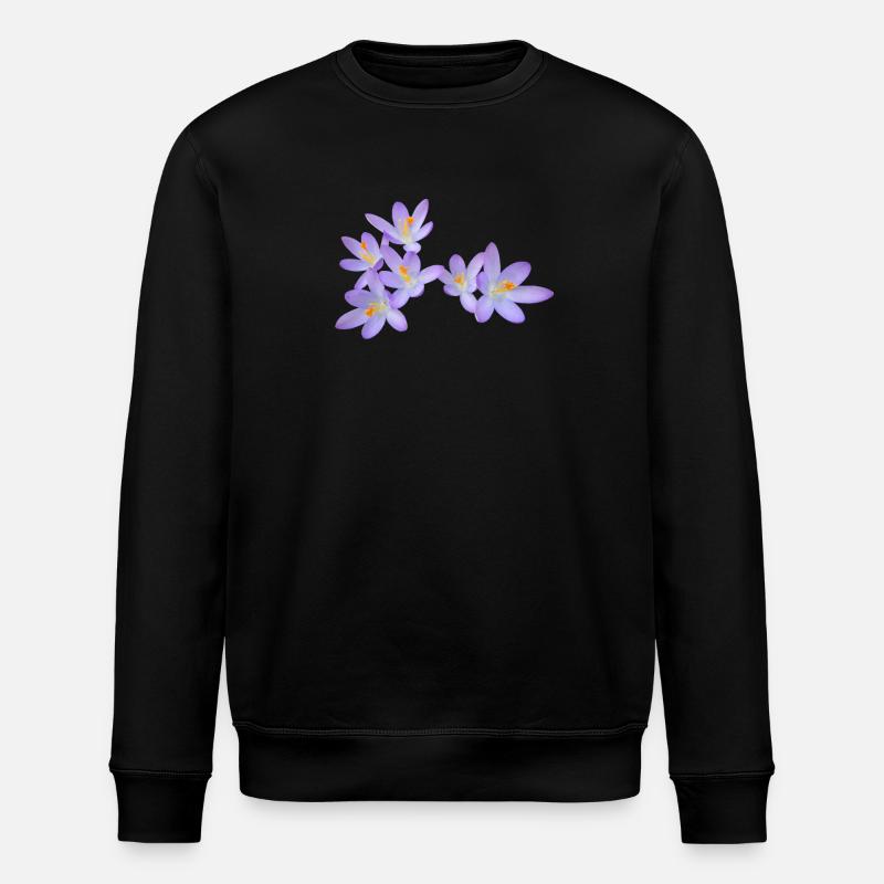 Purple spring flowers (crocus) - Stanley/Stella ROLLER Unisex Organic Sweatshirt - black