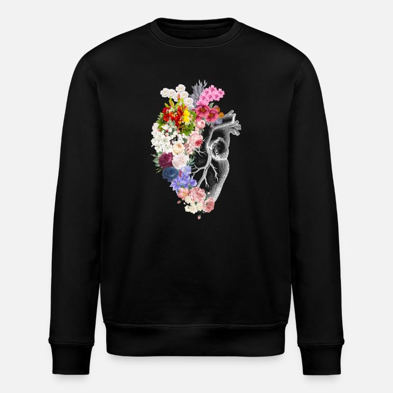 Florales anatomisches Herz - Stanley/Stella Unisex Bio-Sweatshirt ROLLER - Schwarz