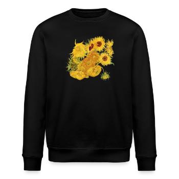 Van Gogh Sonnenblumen | Freigestellte Sonnenblumen - Stanley/Stella Unisex Bio-Sweatshirt ROLLER - Schwarz - Vorne - Nik (191cm)