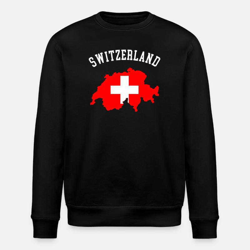 Schweizer Flaggenkarte - Stanley/Stella Unisex Bio-Sweatshirt ROLLER - Schwarz