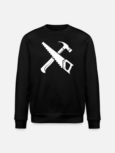 Saw Hammer Tool Symbol Gave Saw Ikon - Stanley/Stella økologisk unisex-sweatshirt ROLLER - sort