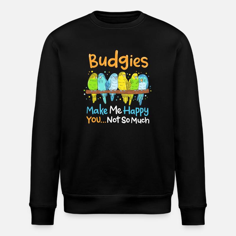 Budgerigar Parakeets Birds - Stanley/Stella ROLLER Unisex Organic Sweatshirt - black
