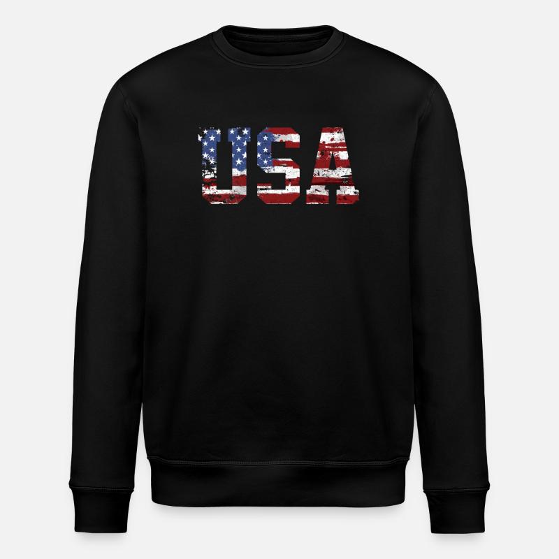 drapeau des Etats Unis - Sweat bio ROLLER Stanley/Stella Unisexe - noir