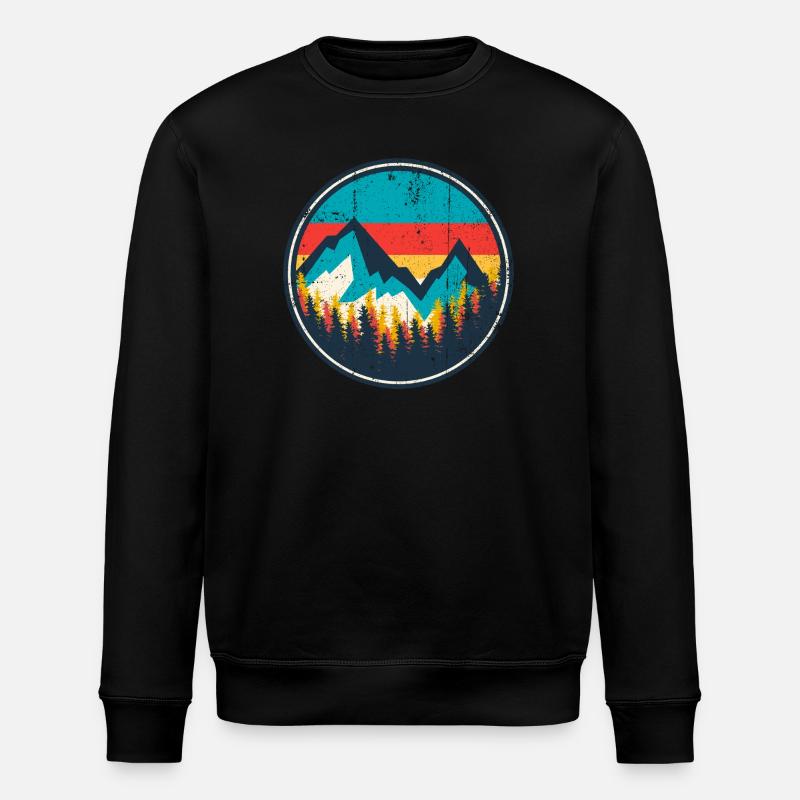 Aurora Ridge Mountain Sunset - Stanley/Stella ROLLER Unisex Organic Sweatshirt - black