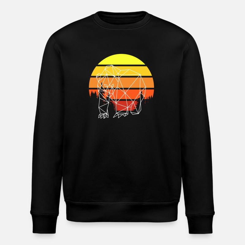 Bear Polygon Sunset - Stanley/Stella ROLLER Unisex Organic Sweatshirt - black
