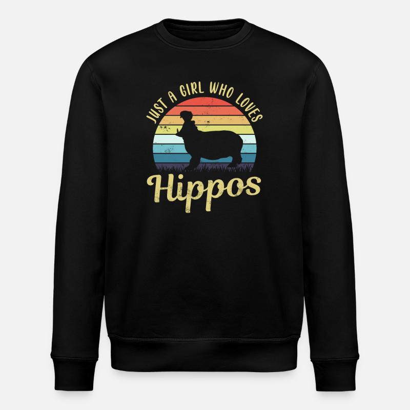 Nilpferd Flusspferd Hippo - Stanley/Stella Unisex Bio-Sweatshirt ROLLER - Schwarz