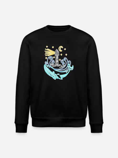 Lighthouse Coast Lake Sea - Stanley/Stella ROLLER Unisex Organic Sweatshirt - black