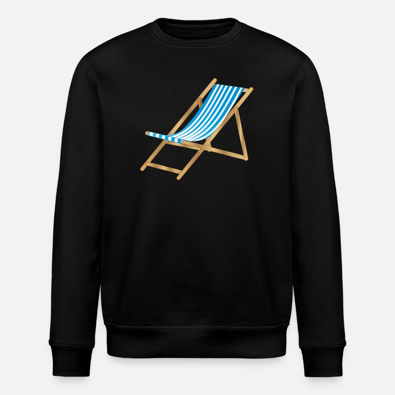 blau weiß gestreifter maritimer Liegestuhl - Stanley/Stella Unisex Bio-Sweatshirt ROLLER - Schwarz