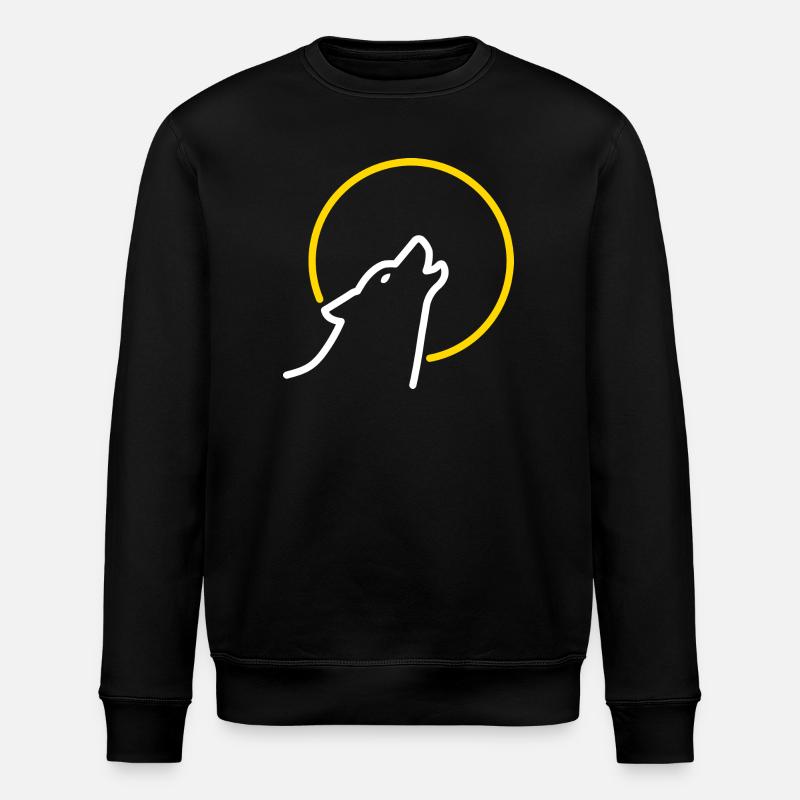 Wolf at full moon - Stanley/Stella ROLLER Unisex Organic Sweatshirt - black