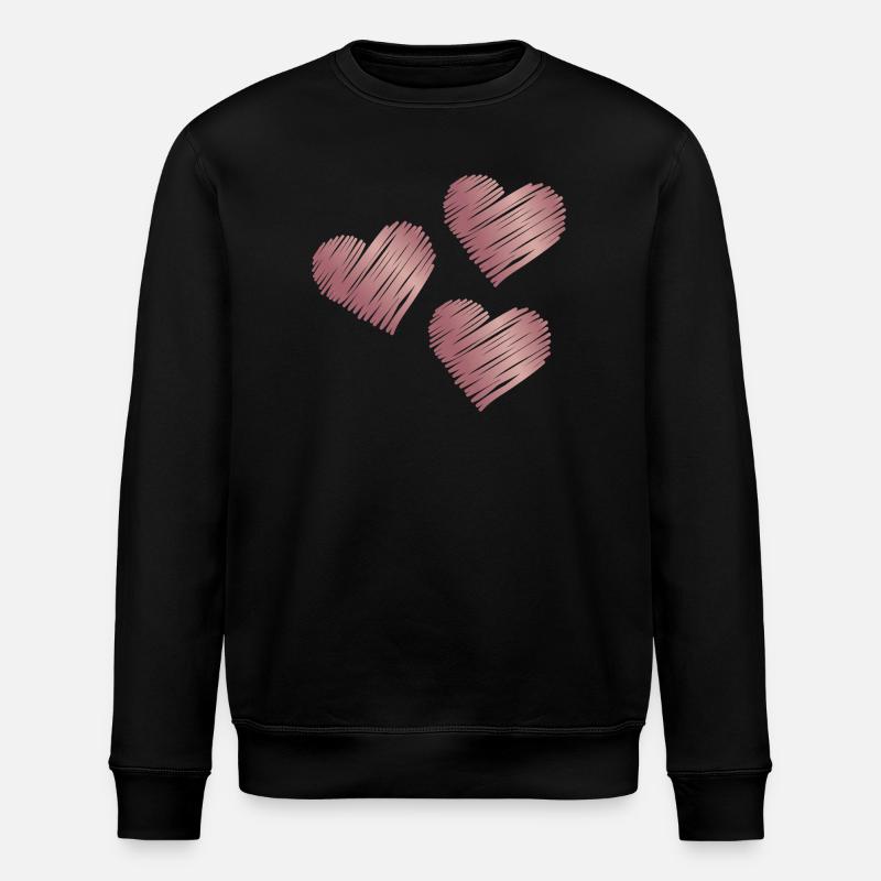 Coups de pinceau en forme de cœur rose or - Sweat bio ROLLER Stanley/Stella Unisexe - noir